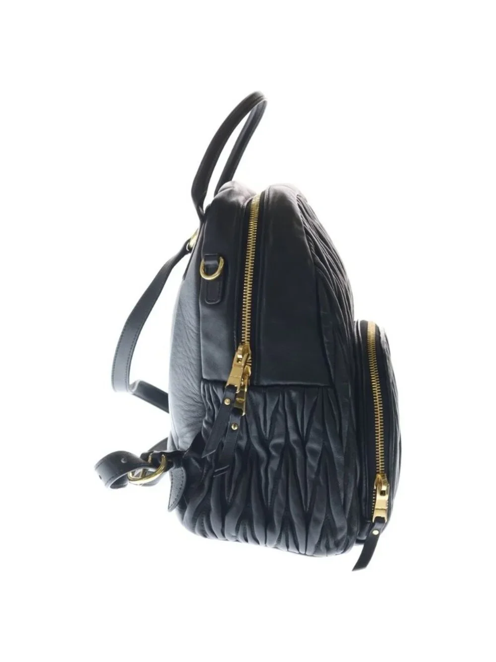 Miu Miu Materasse Lambskin Leather Backpack Gold Black